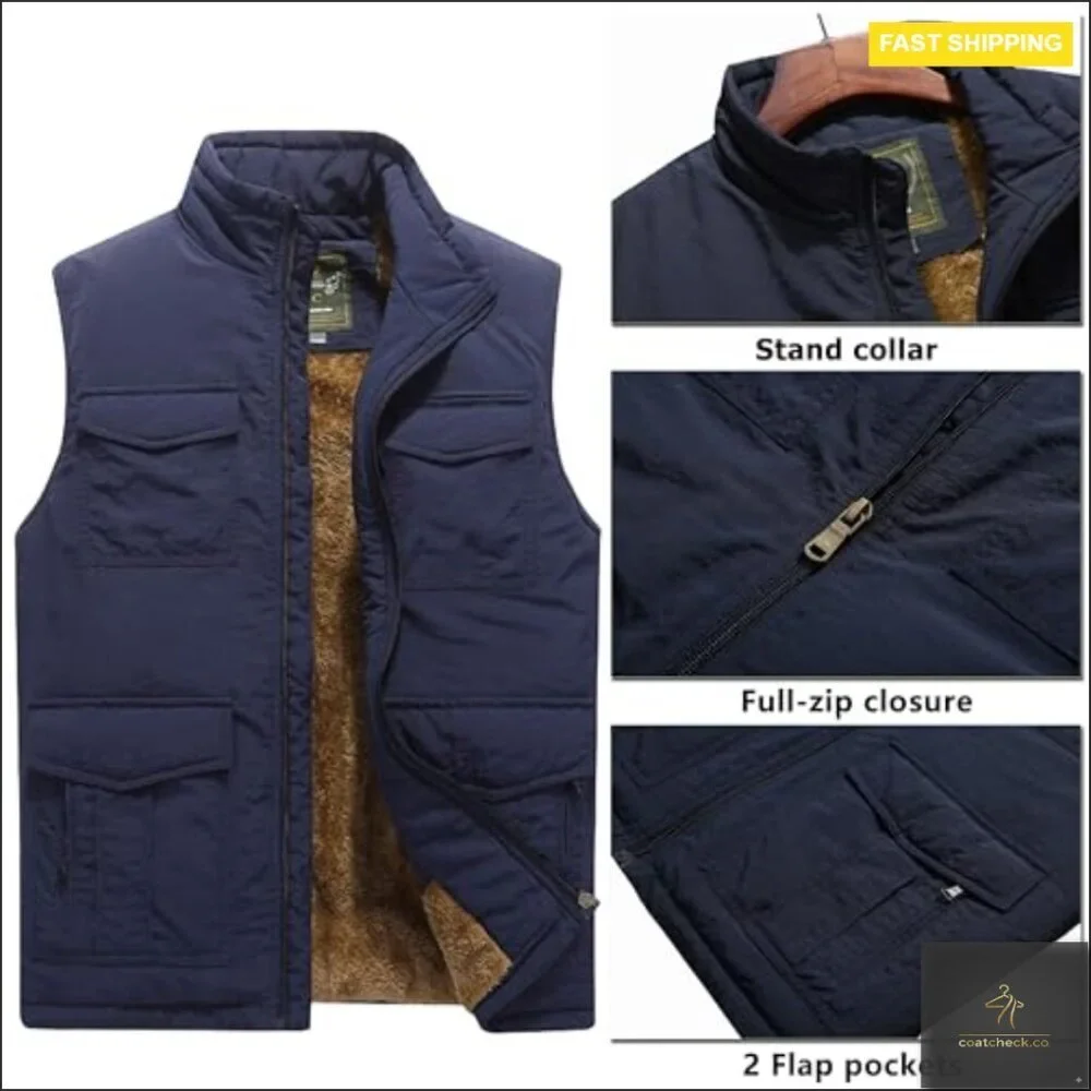 Men's Puffer Vest Stand Collar Quilted Outdoor Activewear Lightweight Water